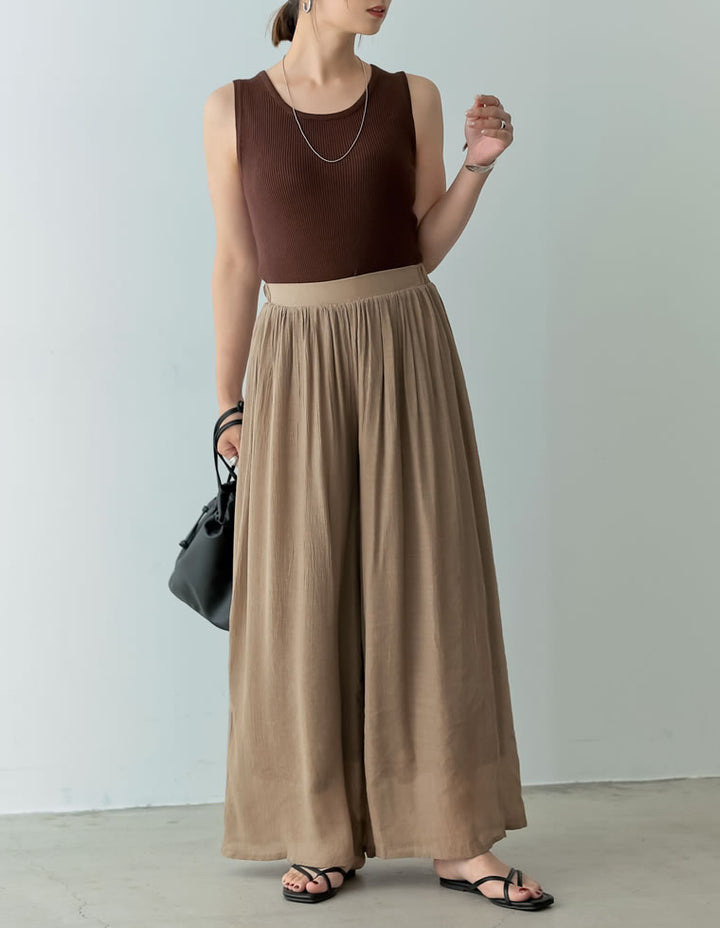 [涼感]楊柳生地スカンツワイドパンツ パンツ レディースファッション通販 リエディ