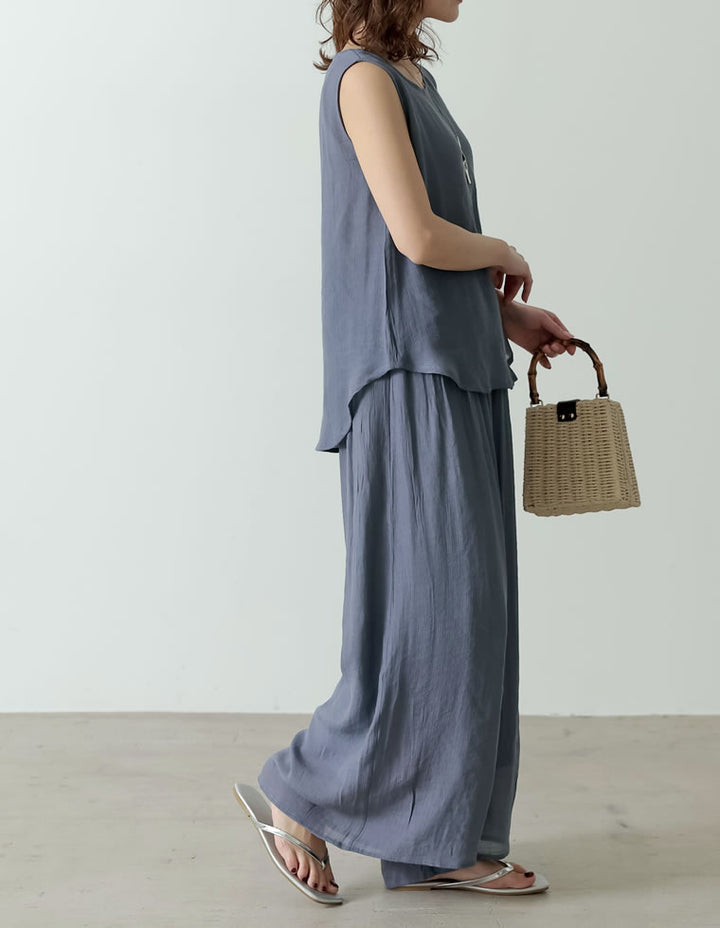 [涼感]楊柳生地スカンツワイドパンツ パンツ レディースファッション通販 リエディ