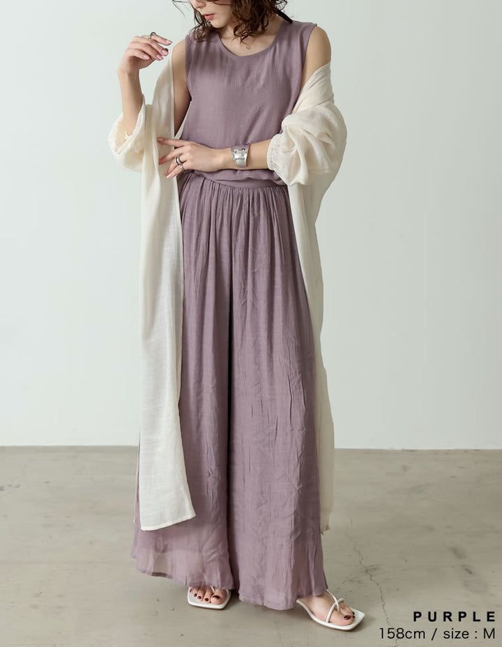 [涼感]楊柳生地スカンツワイドパンツ パンツ レディースファッション通販 リエディ