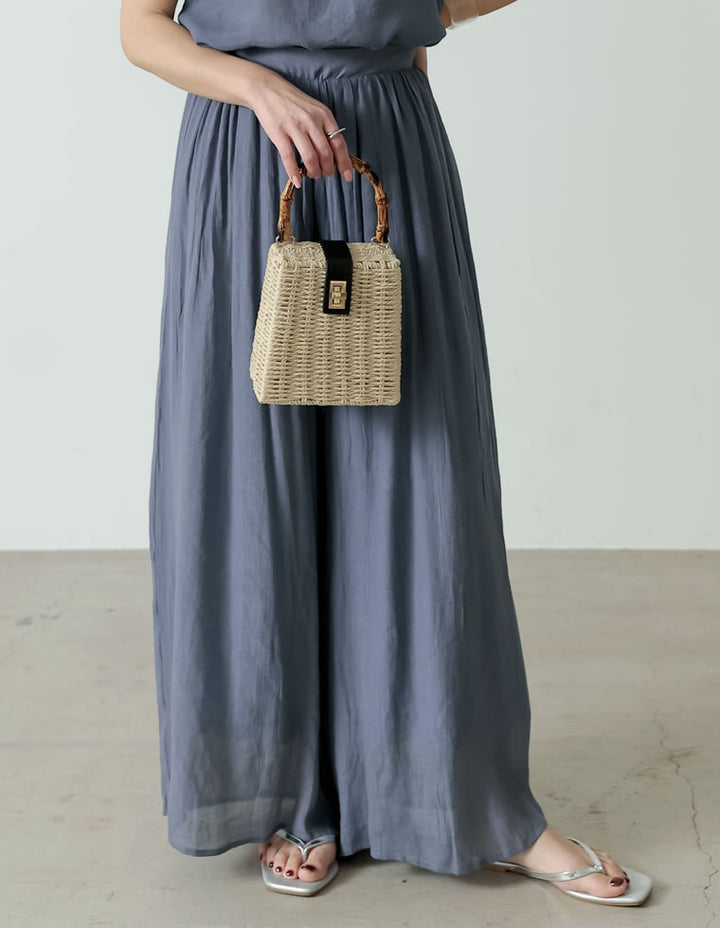 [涼感]楊柳生地スカンツワイドパンツ パンツ レディースファッション通販 リエディ