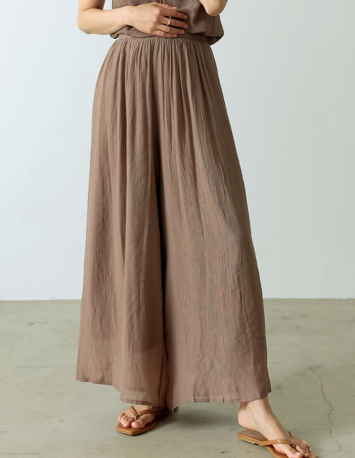 [涼感]楊柳生地スカンツワイドパンツ パンツ レディースファッション通販 リエディ