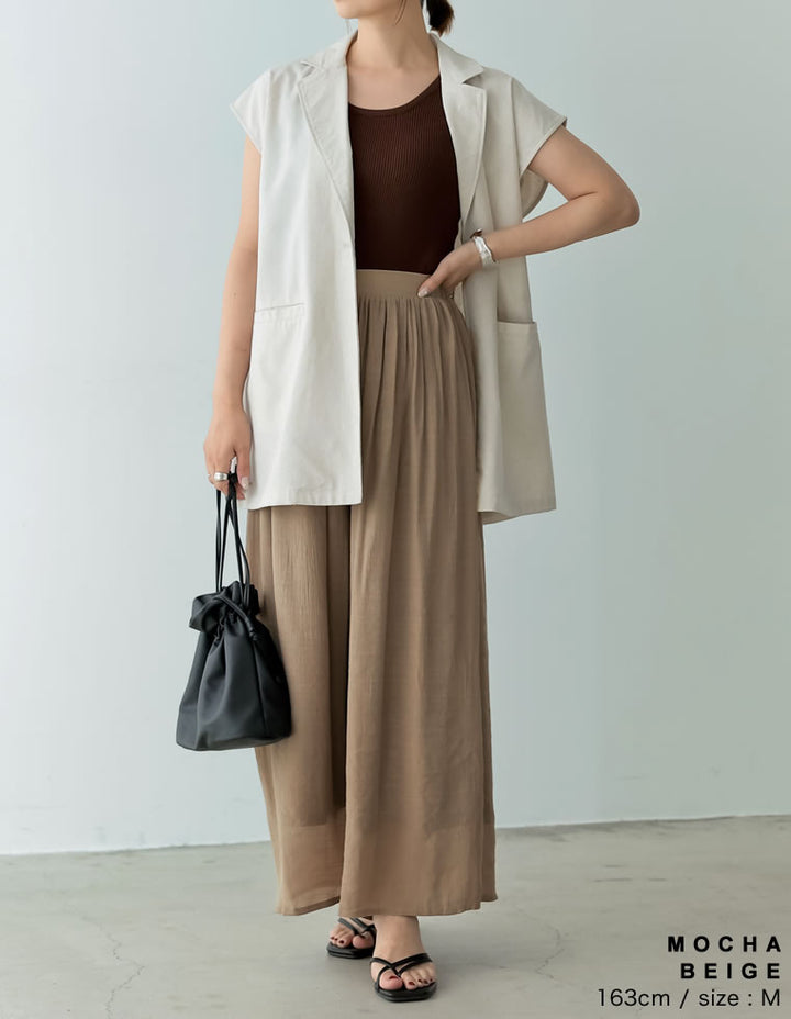 [涼感]楊柳生地スカンツワイドパンツ パンツ レディースファッション通販 リエディ