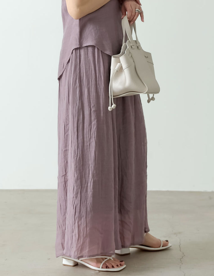 [涼感]楊柳生地スカンツワイドパンツ パンツ レディースファッション通販 リエディ