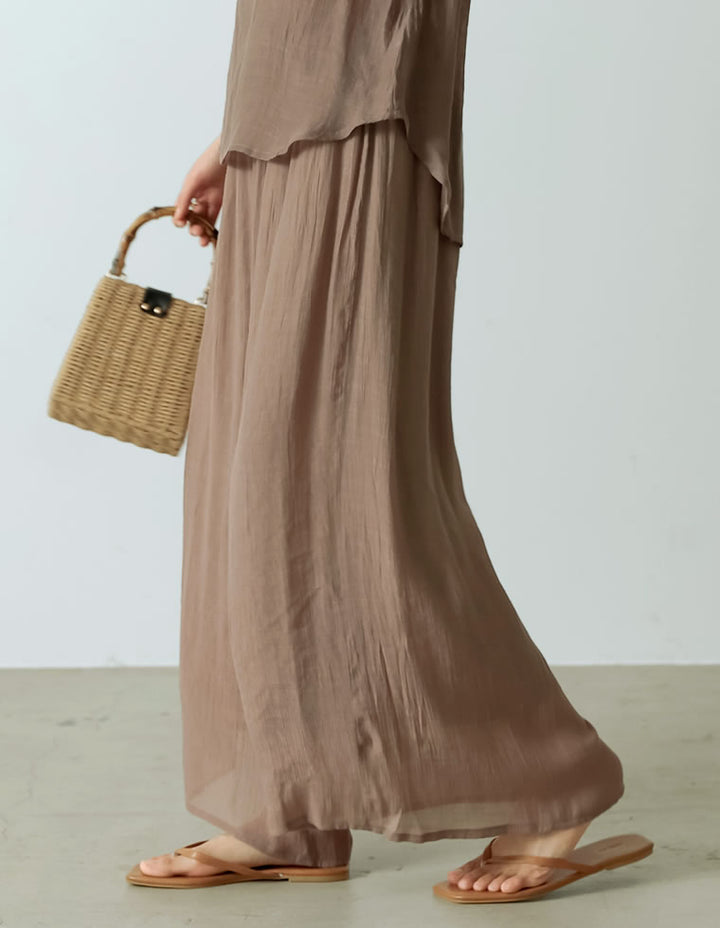[涼感]楊柳生地スカンツワイドパンツ パンツ レディースファッション通販 リエディ