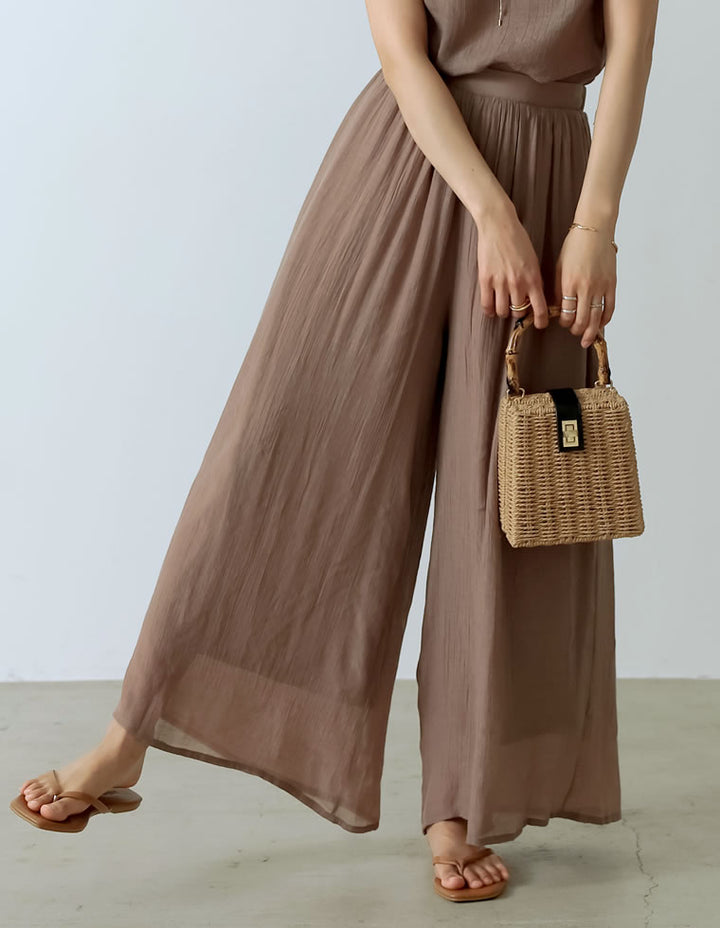 [涼感]楊柳生地スカンツワイドパンツ パンツ レディースファッション通販 リエディ