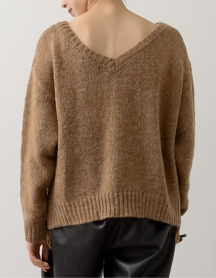 裾フリンジアシンメトリーケーブルニット トップス レディースファッション通販 リエディ