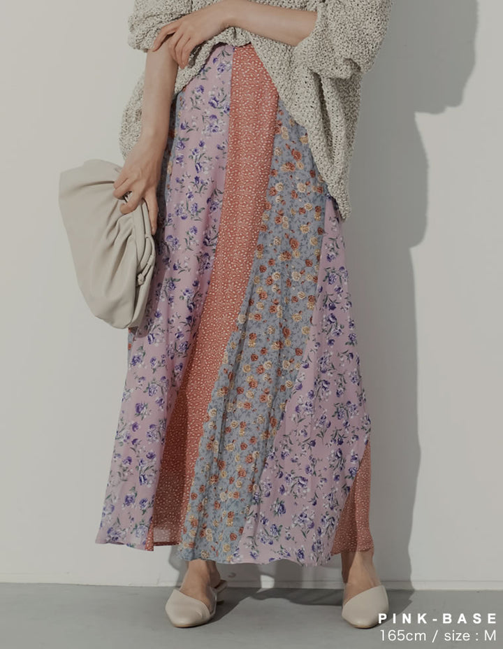 [低身長/高身長向けサイズ有]プリーツ花柄フリルスカート スカート レディースファッション通販 リエディ