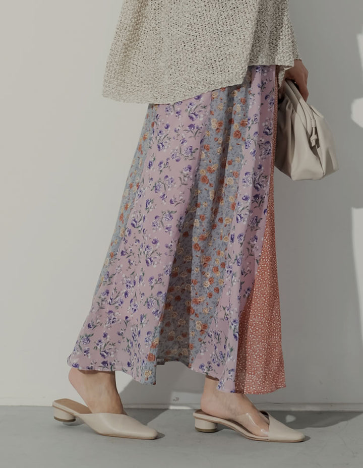 [低身長/高身長向けサイズ有]プリーツ花柄フリルスカート スカート レディースファッション通販 リエディ