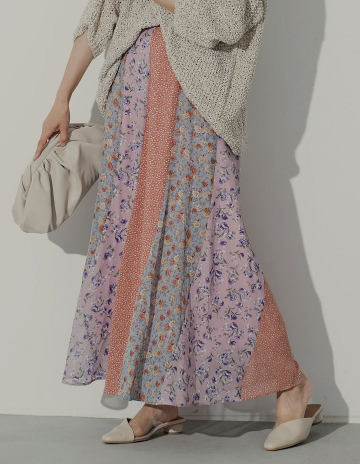 [低身長/高身長向けサイズ有]プリーツ花柄フリルスカート スカート レディースファッション通販 リエディ