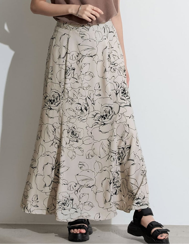[お家で洗える][低身長向け/高身長向けサイズ対応]花柄ロングハイウエストナロースカート スカート レディースファッション通販 リエディ