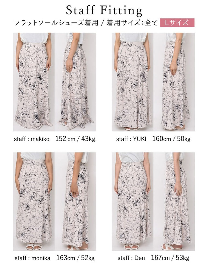 [お家で洗える][低身長向け/高身長向けサイズ対応]花柄ロングハイウエストナロースカート スカート レディースファッション通販 リエディ