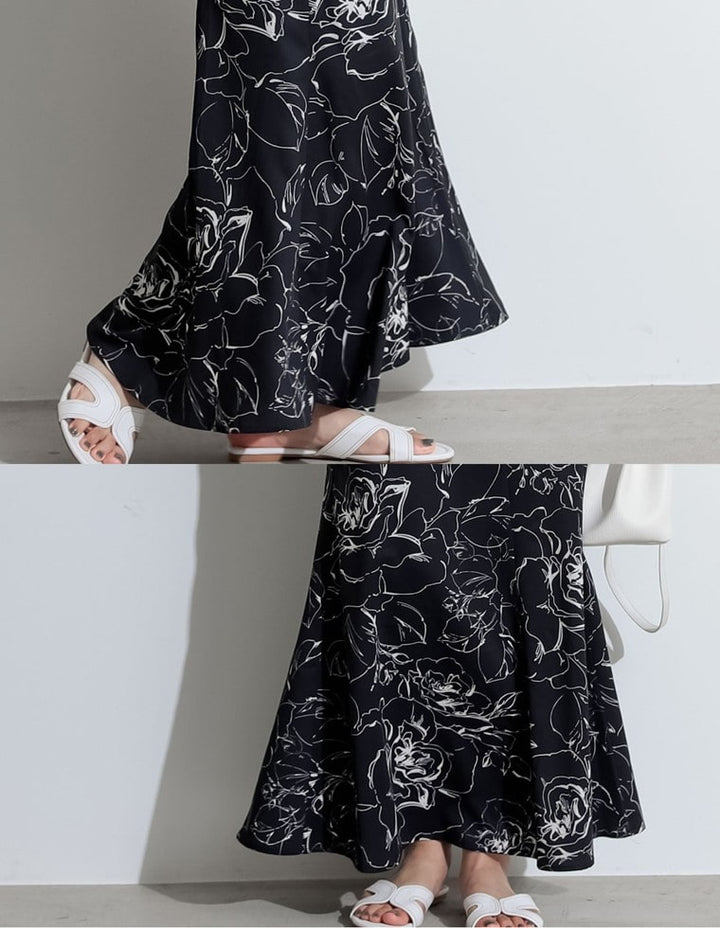 [お家で洗える][低身長向け/高身長向けサイズ対応]花柄ロングハイウエストナロースカート スカート レディースファッション通販 リエディ