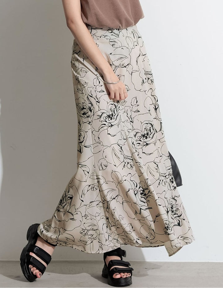 [お家で洗える][低身長向け/高身長向けサイズ対応]花柄ロングハイウエストナロースカート スカート レディースファッション通販 リエディ