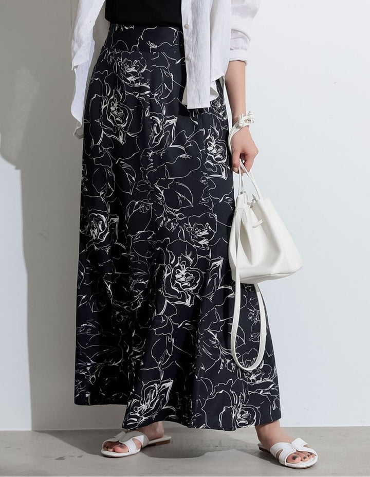 [お家で洗える][低身長向け/高身長向けサイズ対応]花柄ロングハイウエストナロースカート スカート レディースファッション通販 リエディ