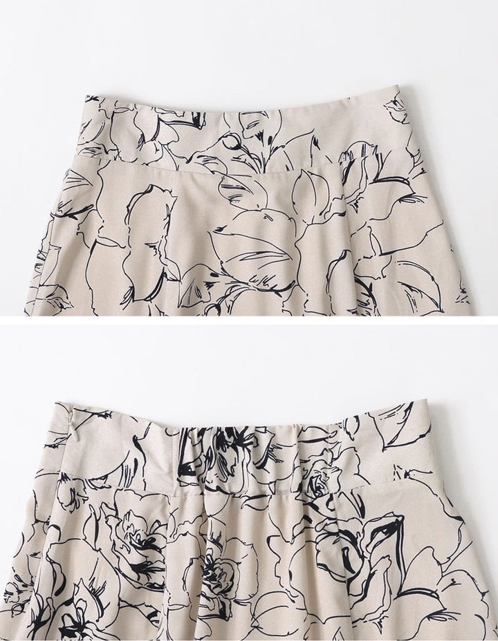 [お家で洗える][低身長向け/高身長向けサイズ対応]花柄ロングハイウエストナロースカート スカート レディースファッション通販 リエディ