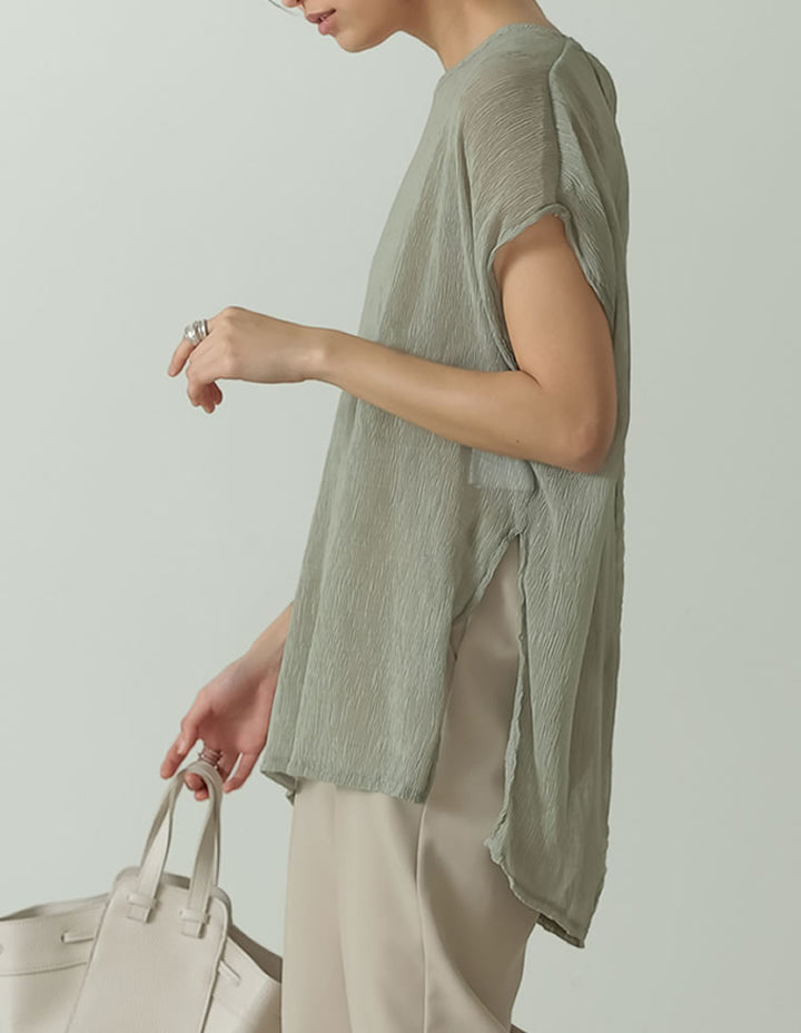 バックスリットクリンクルシアーチュニック トップス レディースファッション通販 リエディ