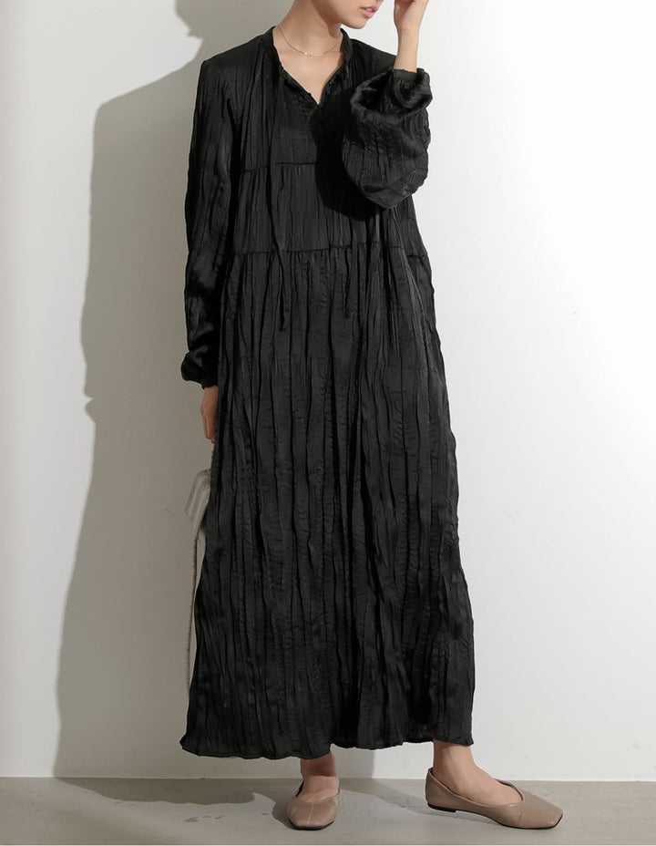 [低身長/高身長サイズ有]ヴィンテージサテンボリュームスリーブワッシャーワンピース ワンピース レディースファッション通販 リエディ