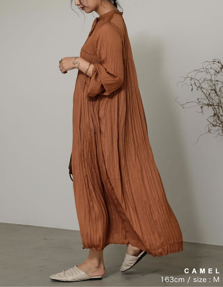 [低身長/高身長サイズ有]ヴィンテージサテンボリュームスリーブワッシャーワンピース ワンピース レディースファッション通販 リエディ