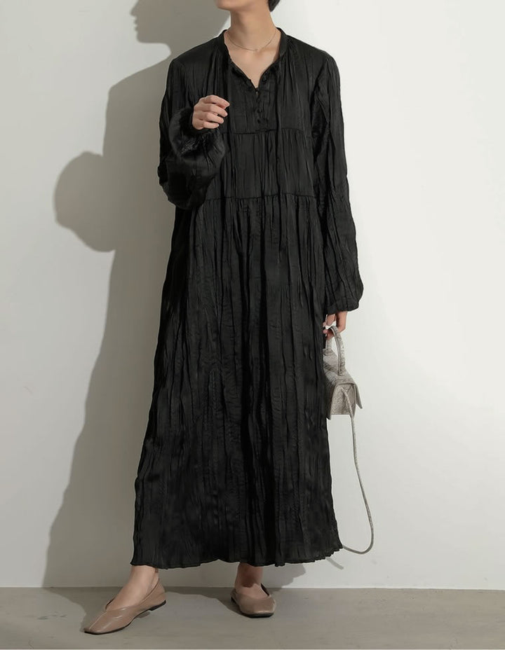 [低身長/高身長サイズ有]ヴィンテージサテンボリュームスリーブワッシャーワンピース ワンピース レディースファッション通販 リエディ