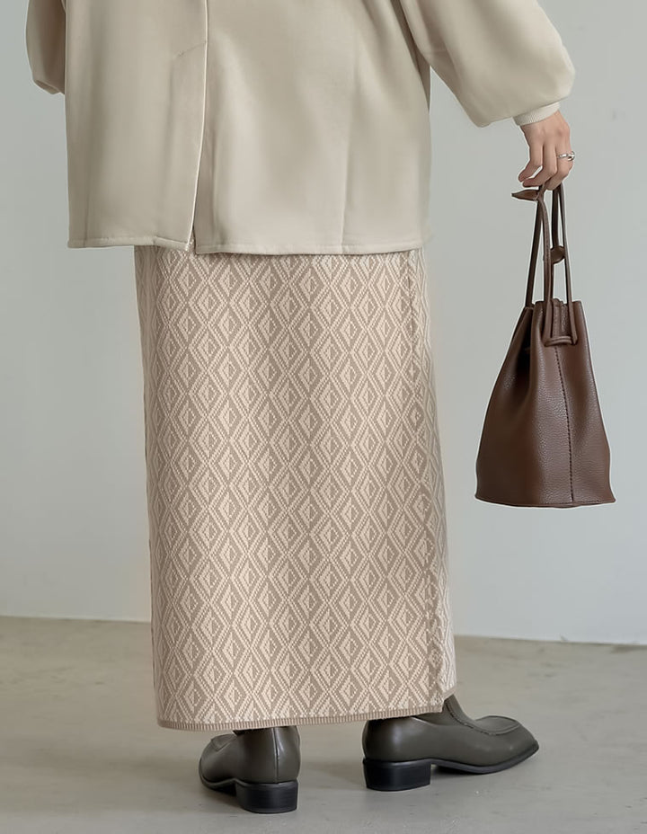 [低身長向けSサイズ有]総柄ジャガードニットタイトスカート スカート レディースファッション通販 リエディ