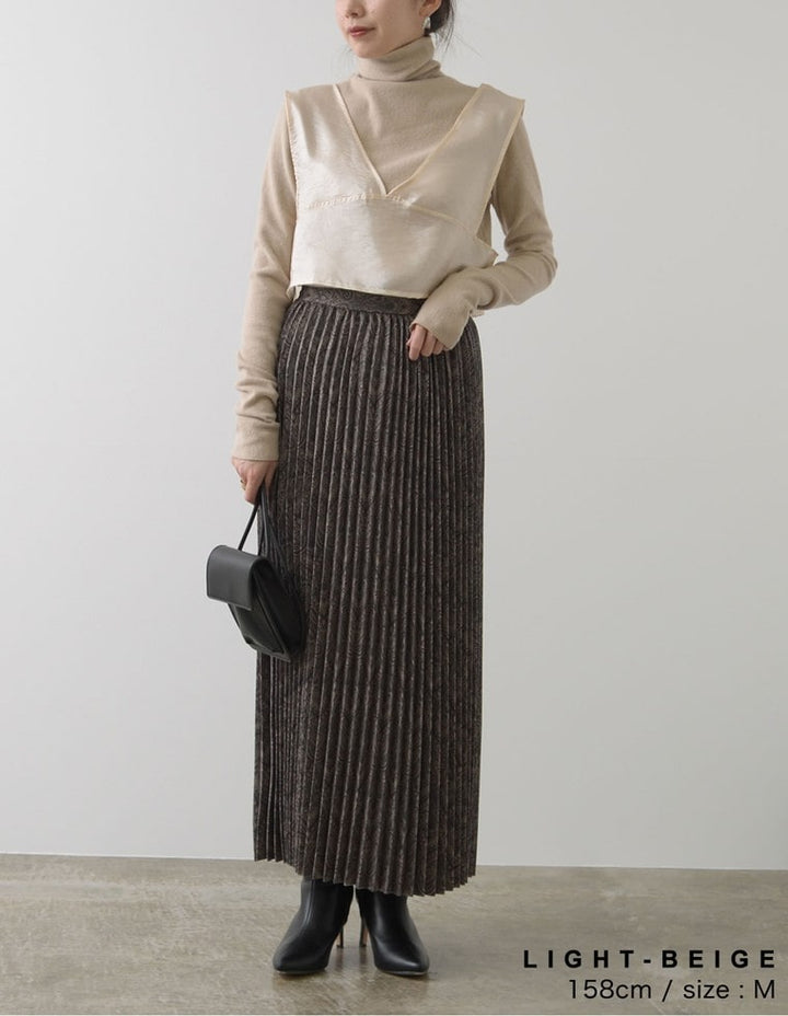 [2点SET]起毛リブタートルプルオーバー×シアーツイルビスチェセット トップス レディースファッション通販 リエディ