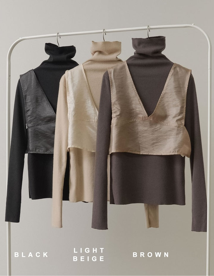 [2点SET]起毛リブタートルプルオーバー×シアーツイルビスチェセット トップス レディースファッション通販 リエディ