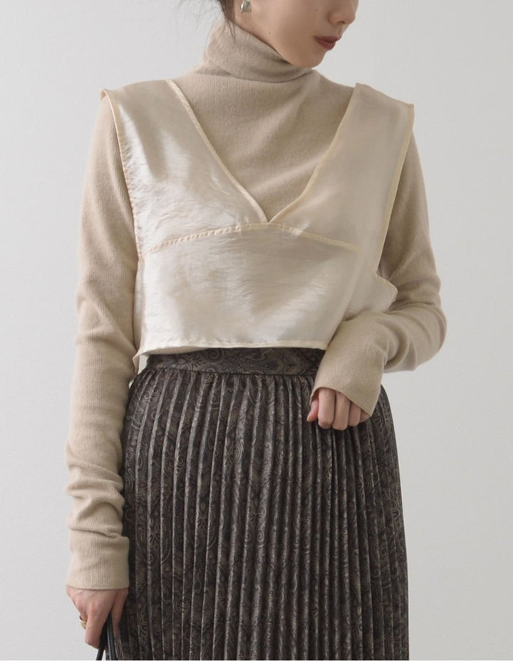 [2点SET]起毛リブタートルプルオーバー×シアーツイルビスチェセット トップス レディースファッション通販 リエディ