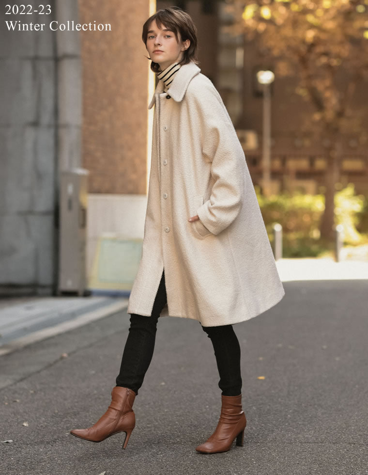 【FINAL SALE！ 55%OFF⇒¥4,049】[WINTER COLLECTION][低身長/高身長サイズ有]Aラインステンカラーボアコート