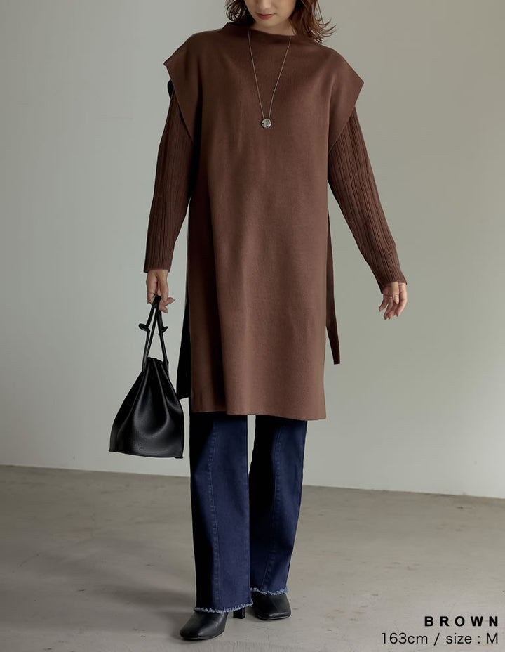 [2点セット]ランダムリブニット×プチハイネックニットベストアンサンブル トップス レディースファッション通販 リエディ