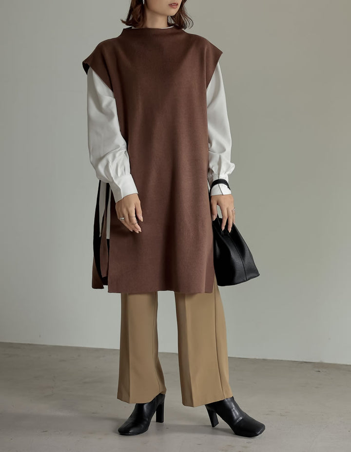 [2点セット]ランダムリブニット×プチハイネックニットベストアンサンブル トップス レディースファッション通販 リエディ