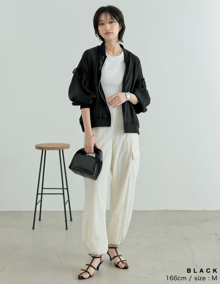 フリルスリーブオーバーサイズシアーブルゾン[mb]