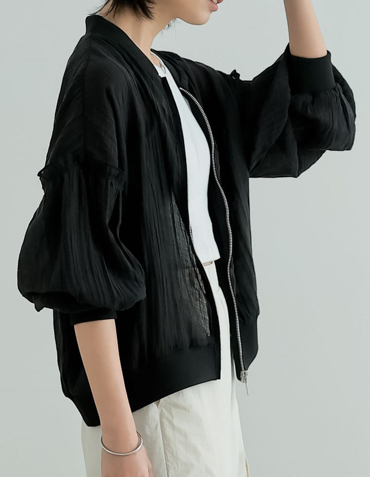 フリルスリーブオーバーサイズシアーブルゾン[mb]