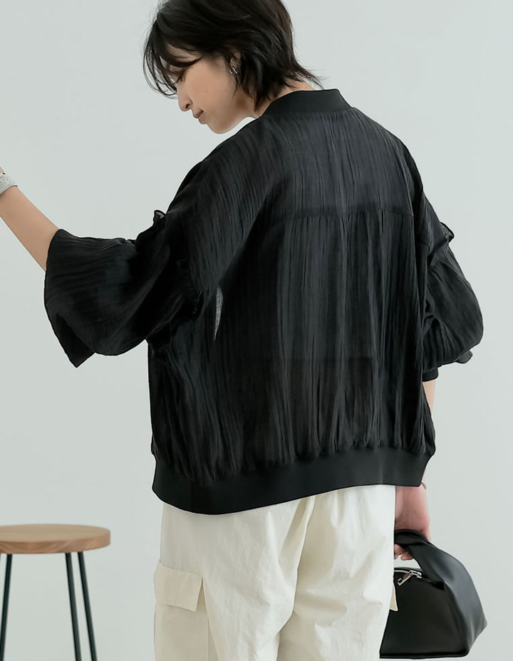 フリルスリーブオーバーサイズシアーブルゾン[mb]