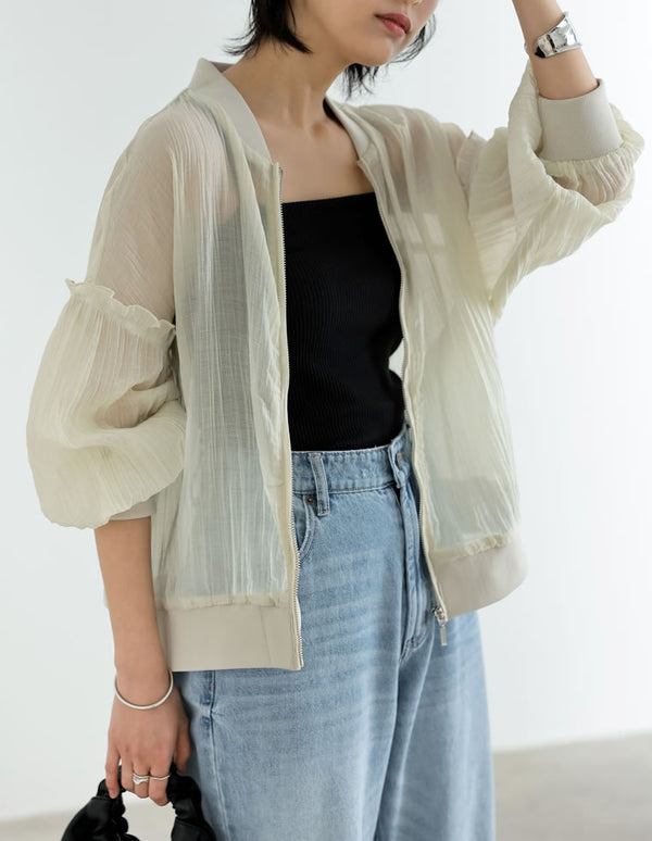 138107_フリルスリーブオーバーサイズシアーブルゾン_01
