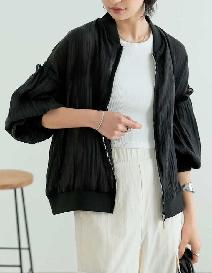 フリルスリーブオーバーサイズシアーブルゾン[mb]
