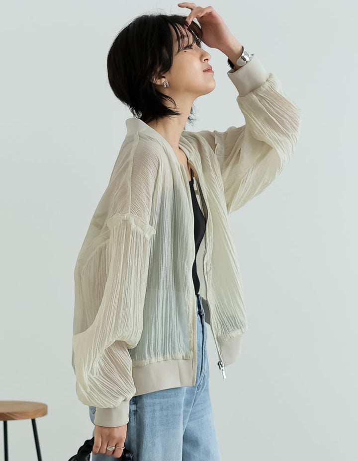 フリルスリーブオーバーサイズシアーブルゾン[mb]