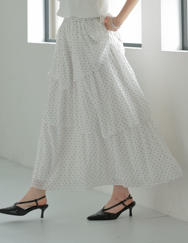 シアーアシメティアードロングスカート