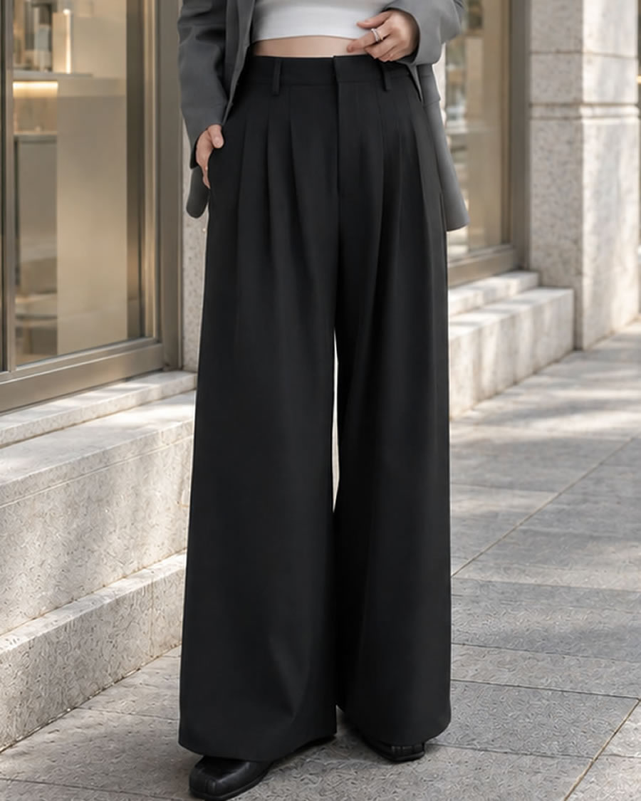 Any Day + TWILL 3タックワイドストレートパンツ ディテール