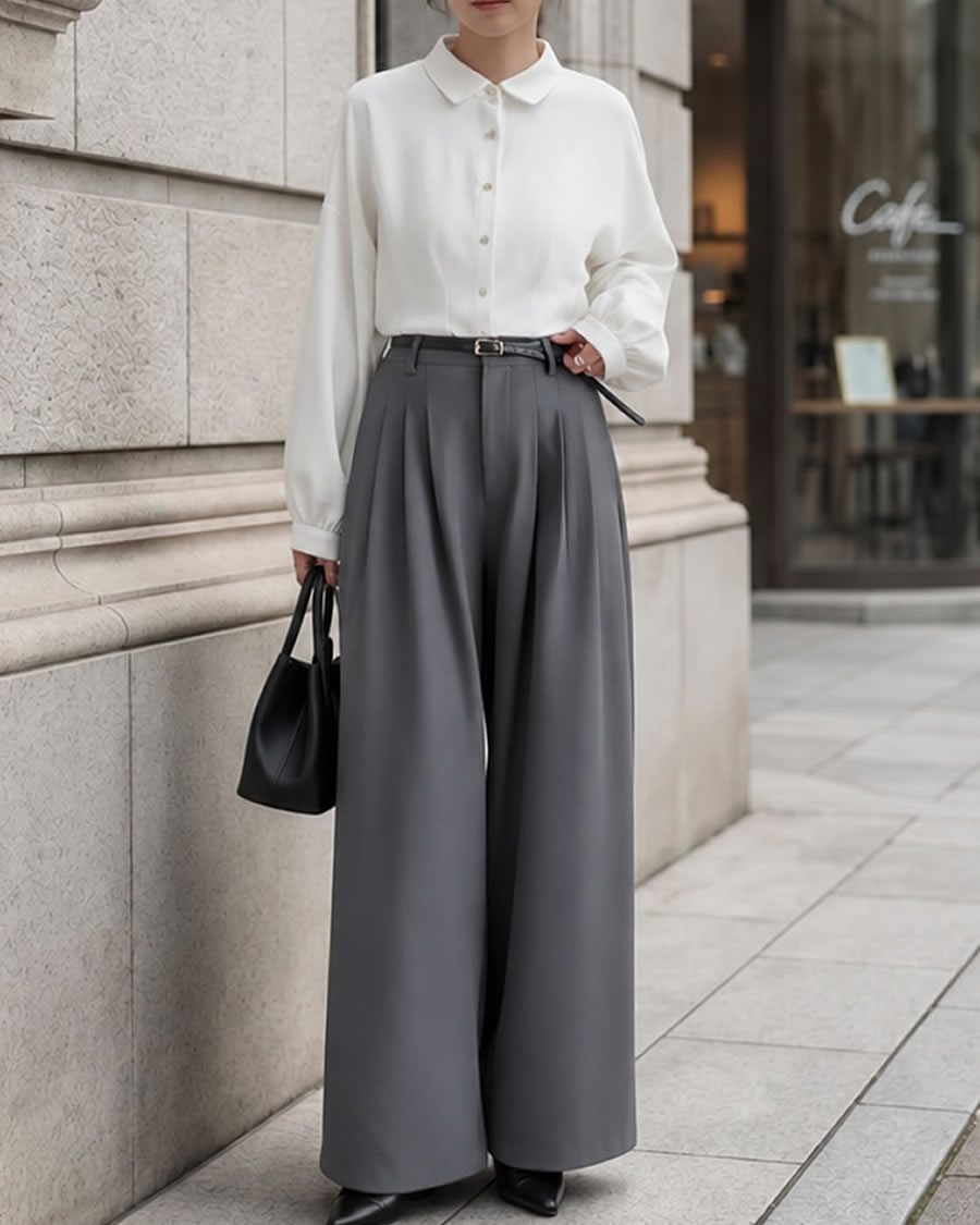 Any Day + TWILL 3タックワイドストレートパンツ ディテール