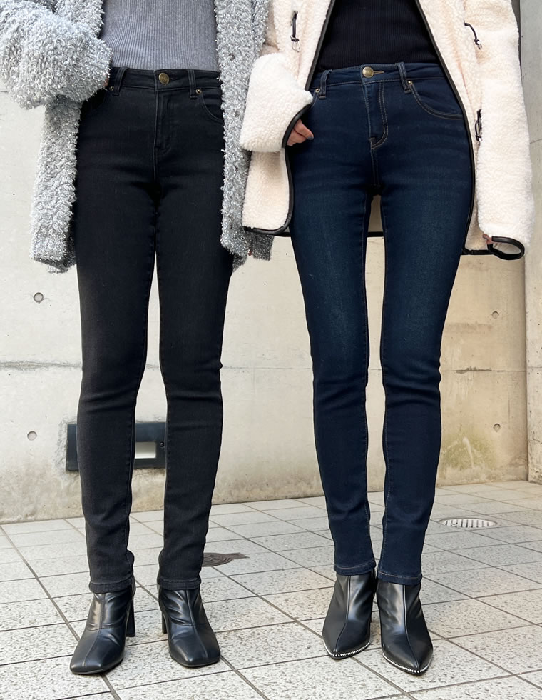 裏起毛ストレッチスキニーデニムパンツ
