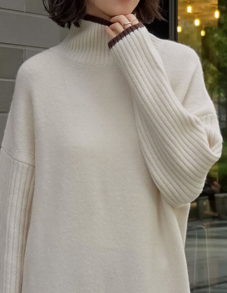 前後2WAYハイネック指穴マキシニットワンピース