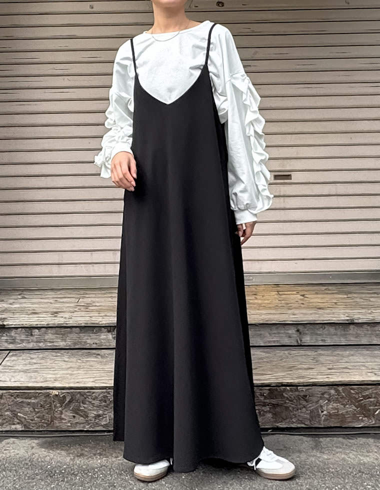 ジョーゼットポンチフレアキャミワンピース