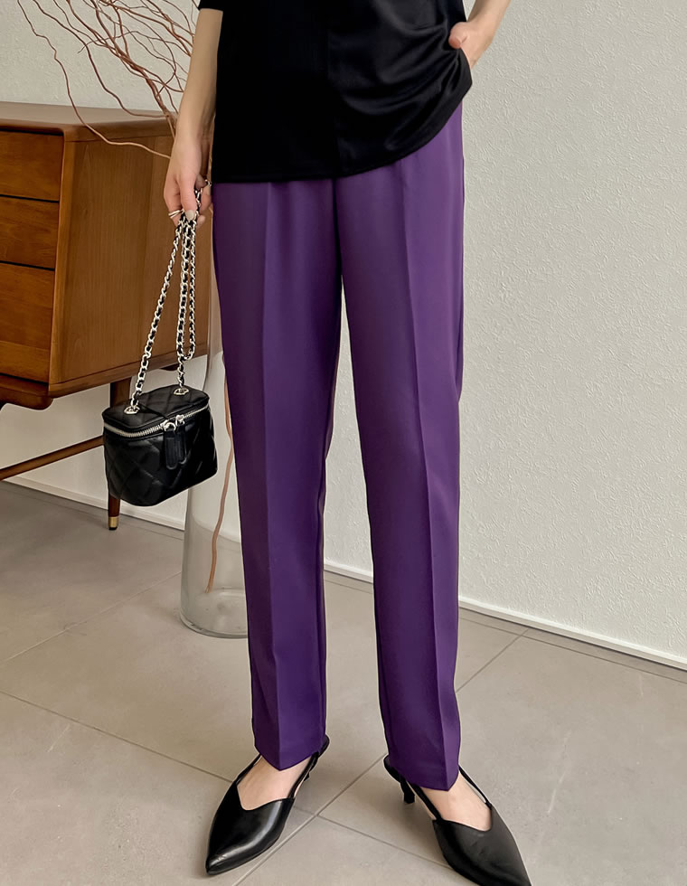 丈が選べるストレッチツイルゆったりタックテーパードパンツ