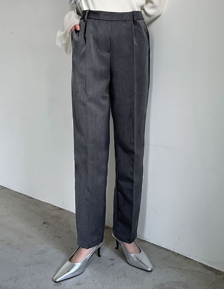 丈が選べるストレッチツイルゆったりタックテーパードパンツ