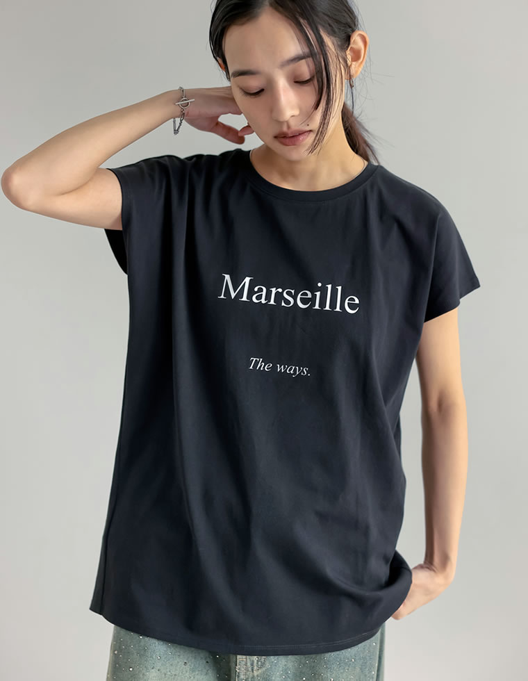 選べるフロントロゴフレンチスリーブTシャツ