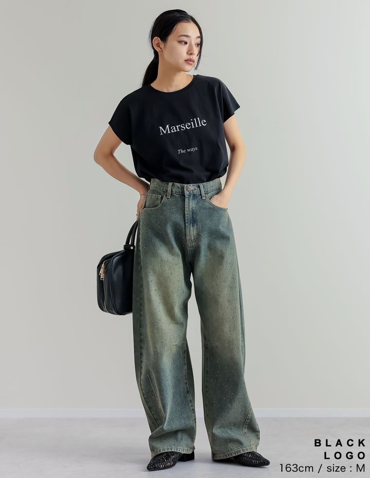 選べるフロントロゴフレンチスリーブTシャツ