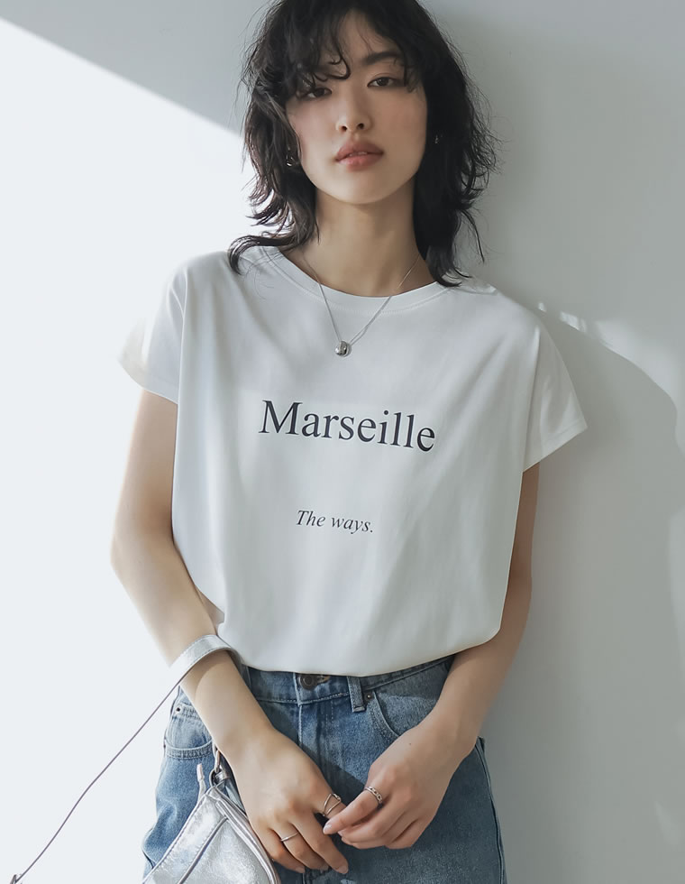 選べるフロントロゴフレンチスリーブTシャツ
