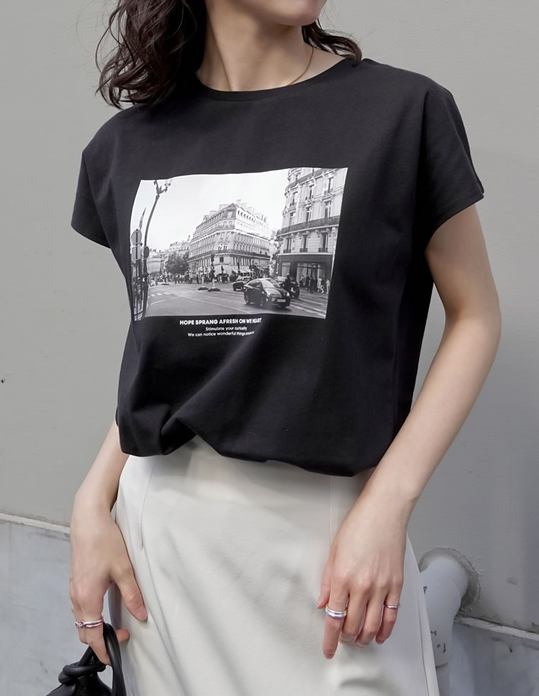 選べるフロントロゴフレンチスリーブTシャツ