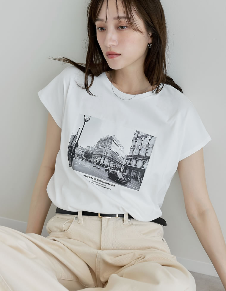 選べるフロントロゴフレンチスリーブTシャツ
