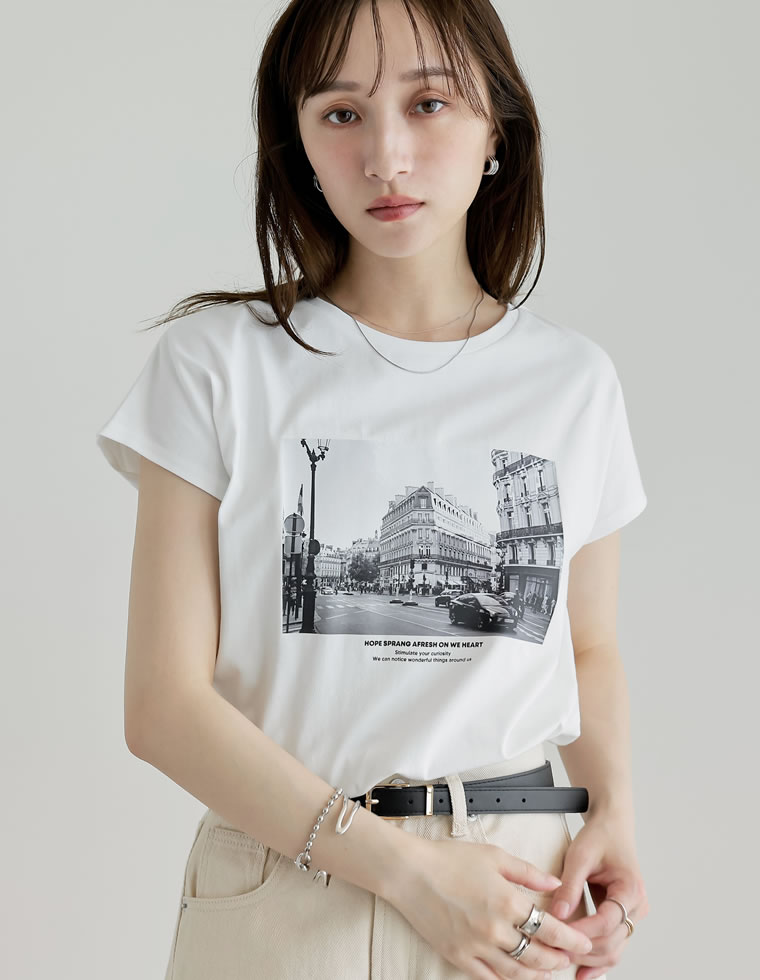 選べるフロントロゴフレンチスリーブTシャツ